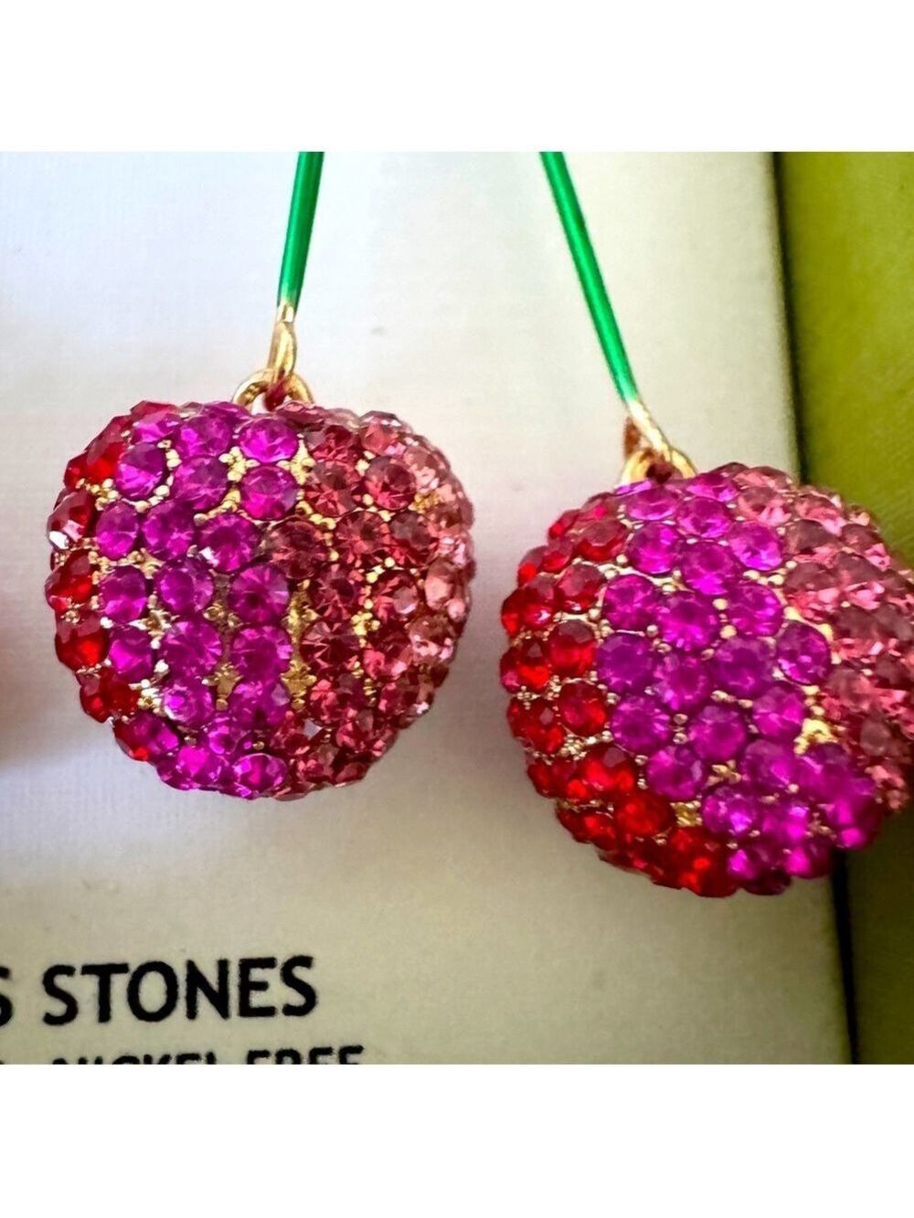 Piper K Pink and Green Cherry Earrings - Picture 4 of 8